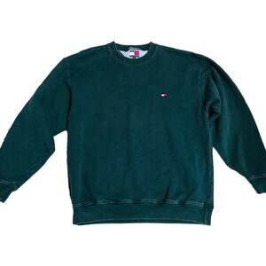 Vintage90s Hunter Green Tommy Chunky Flag Oversized Sweatshirt
